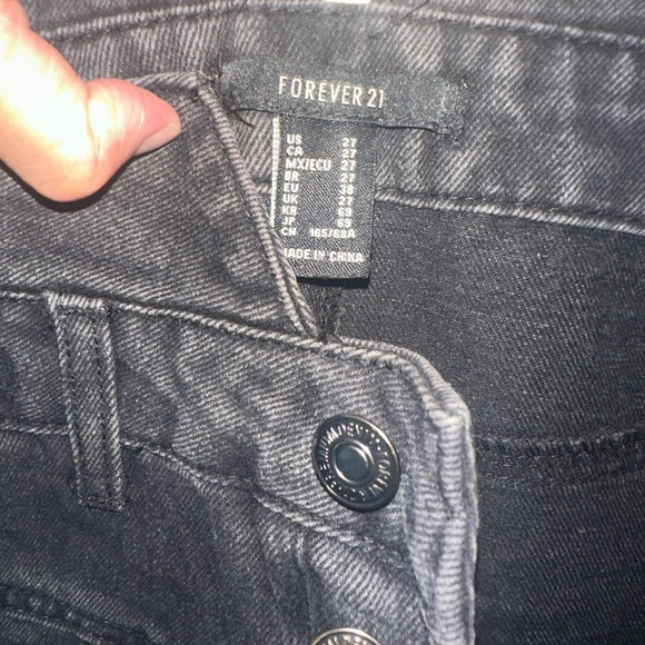 Black washed denim jeans with buttons zip - Picture 2 of 4